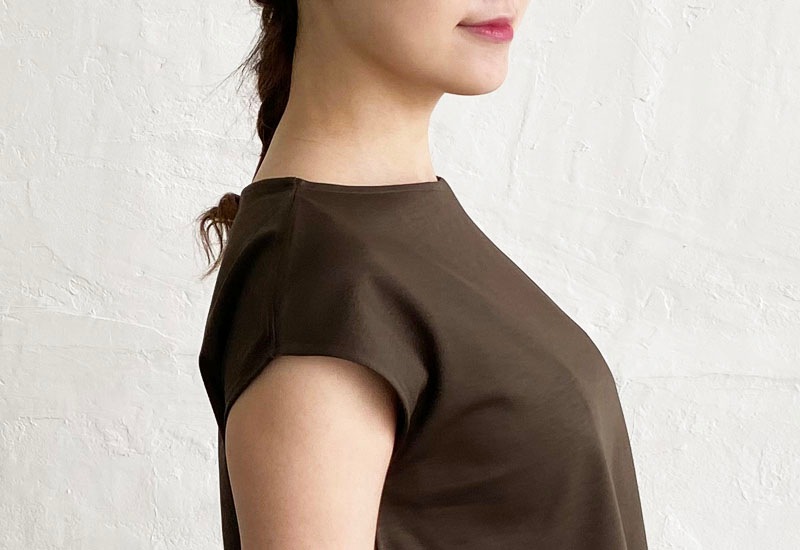 コットンポンチボートネックAラインプルオーバー