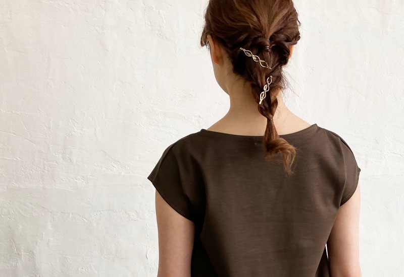 コットンポンチボートネックAラインプルオーバー