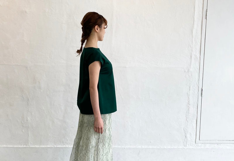 コットンポンチボートネックAラインプルオーバー