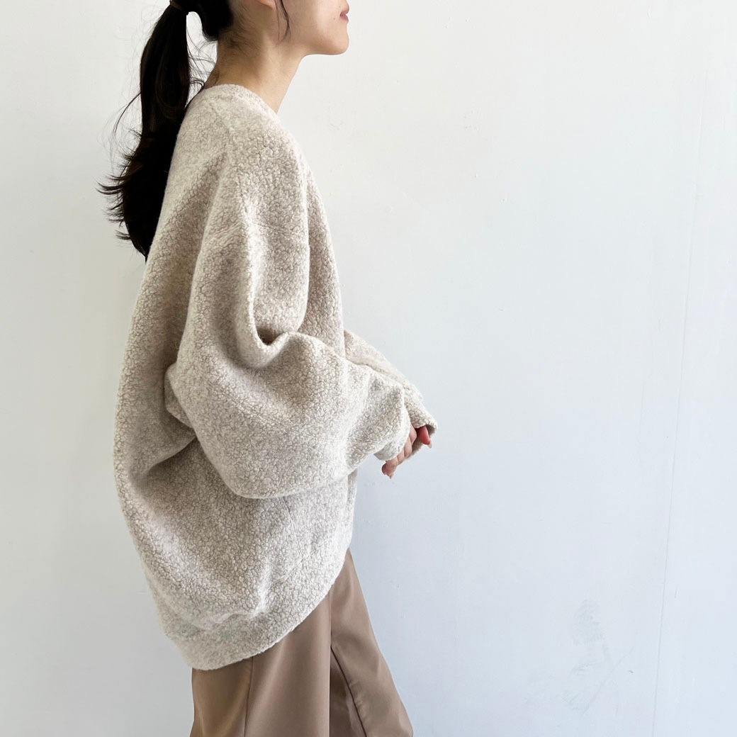 シープパイル　ビッグシルエットネックウォーマー付きプルオーバー