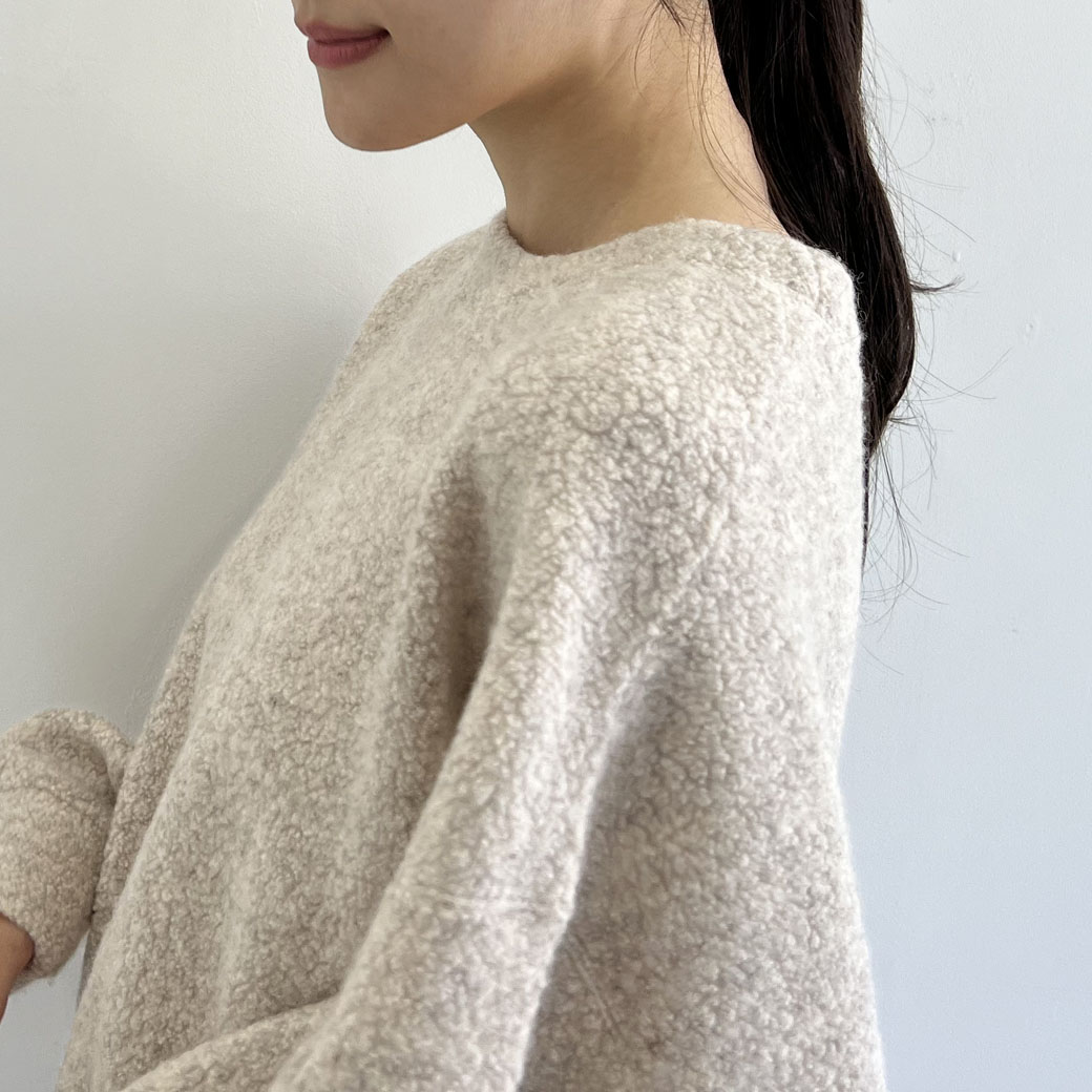 シープパイル　ビッグシルエットネックウォーマー付きプルオーバー