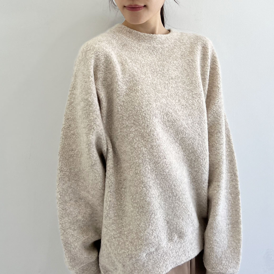 シープパイル　ビッグシルエットネックウォーマー付きプルオーバー
