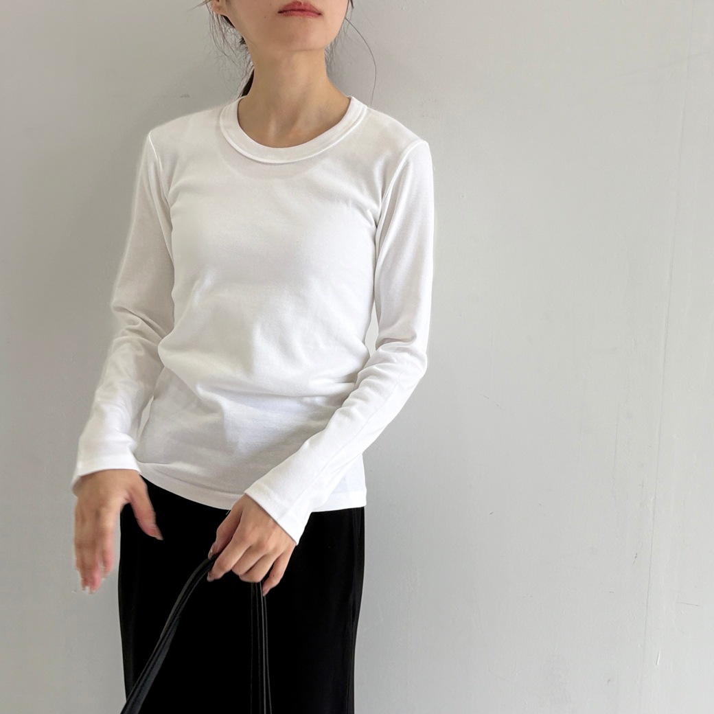 丸胴フライスサークルネック長袖