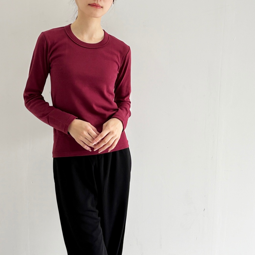 丸胴フライスサークルネック長袖