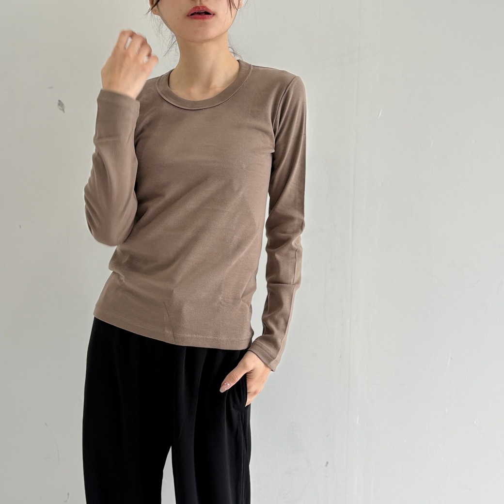 丸胴フライスサークルネック長袖