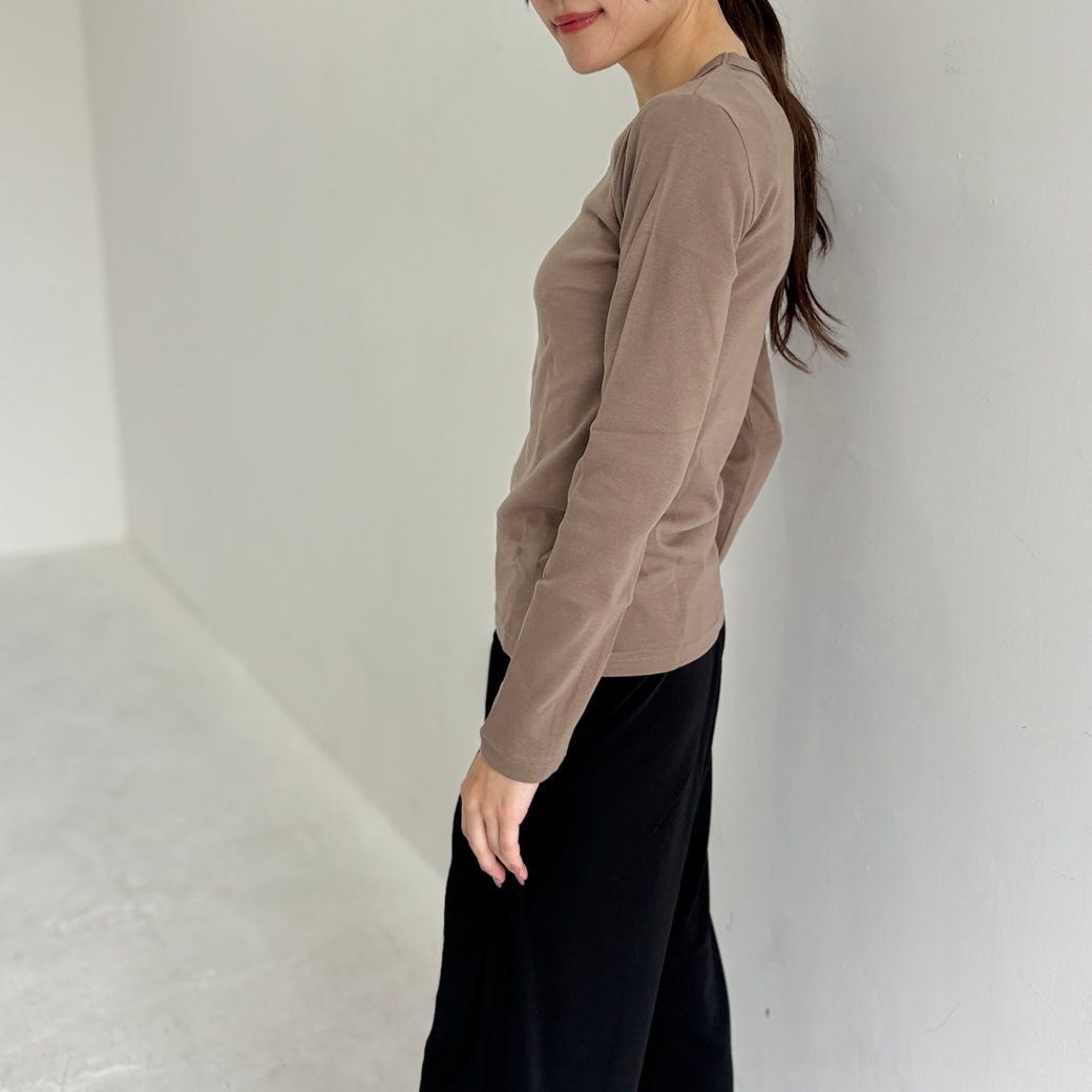 丸胴フライスサークルネック長袖