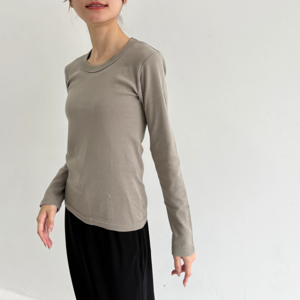 丸胴フライスサークルネック長袖