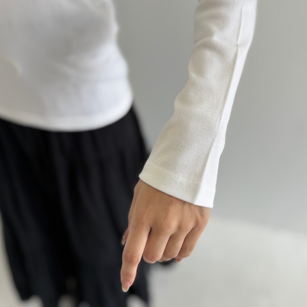 丸胴フライスサークルネック長袖