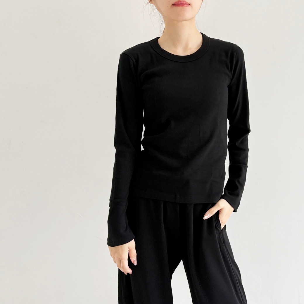 丸胴フライスサークルネック長袖
