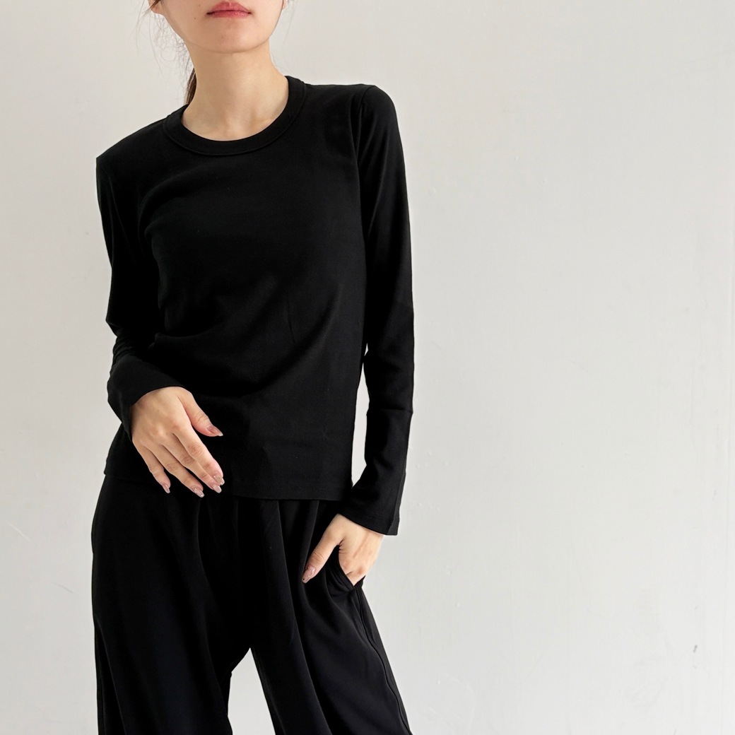 丸胴フライスサークルネック長袖