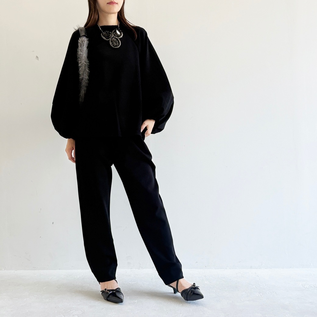 2重織ストレッチジャージ＿ボリューム袖プルオーバー【セットアップ対応】