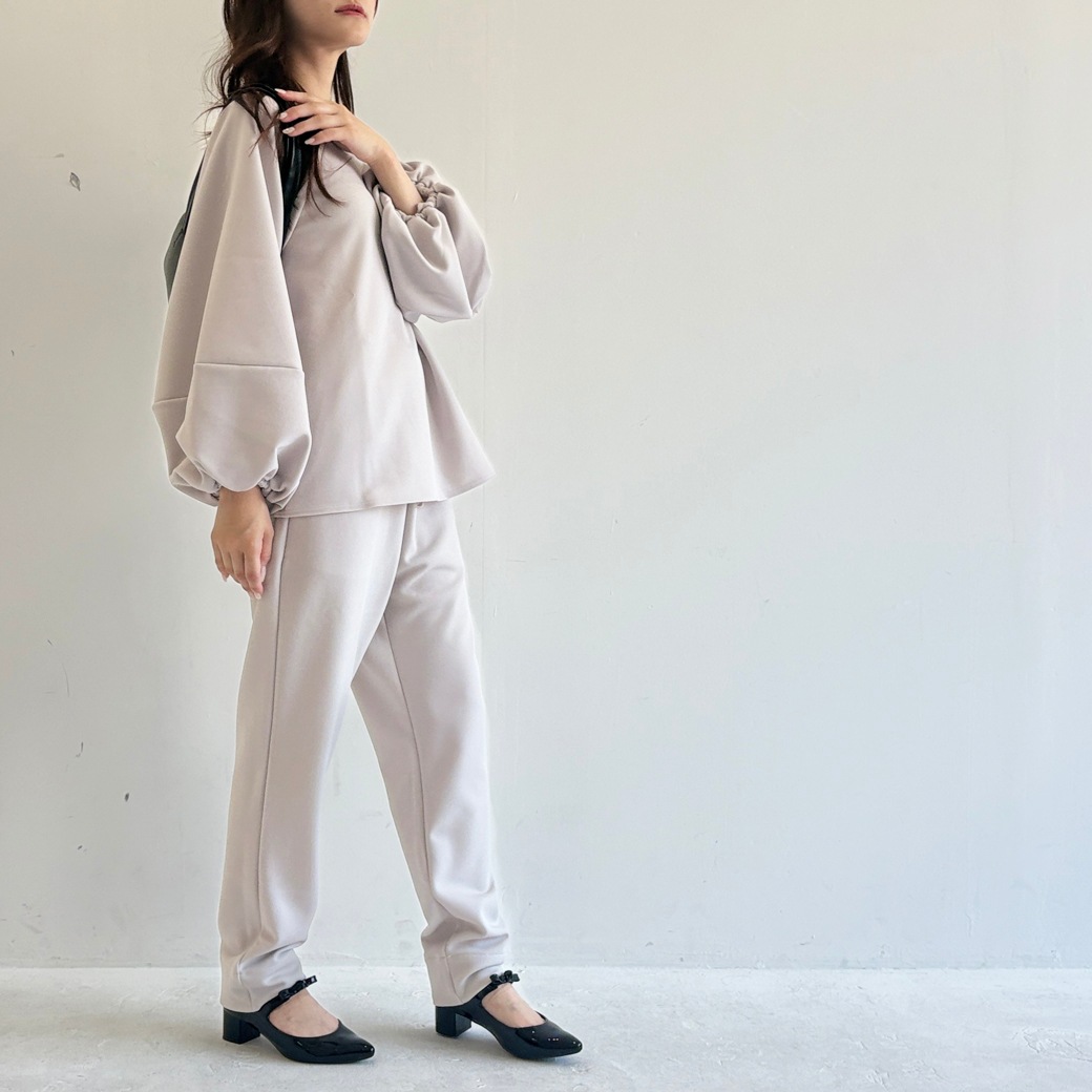 2重織ストレッチジャージ＿ボリューム袖プルオーバー【セットアップ対応】