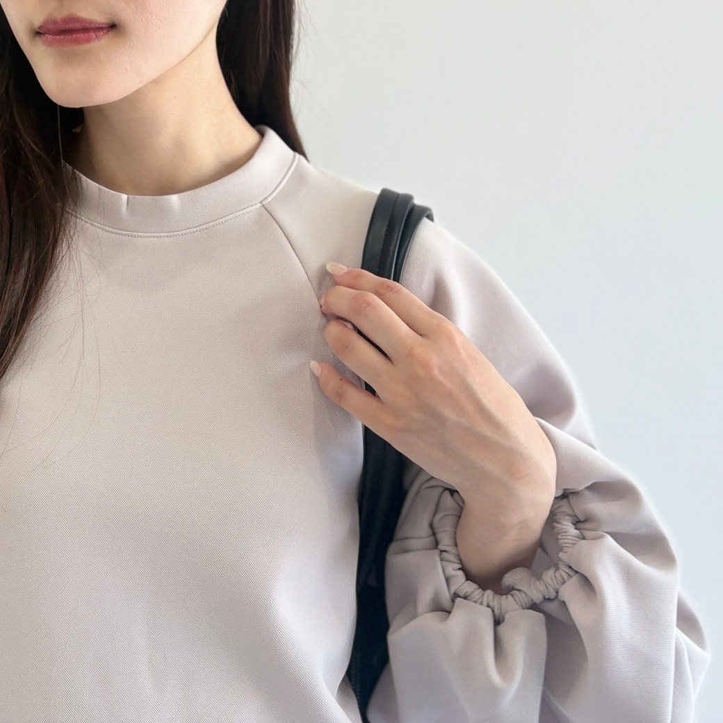 2重織ストレッチジャージ＿ボリューム袖プルオーバー【セットアップ対応】