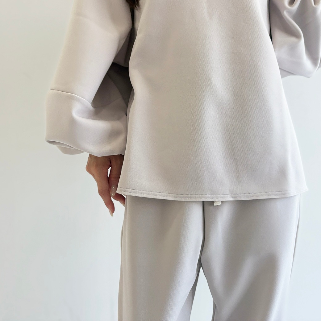 2重織ストレッチジャージ＿ボリューム袖プルオーバー【セットアップ対応】