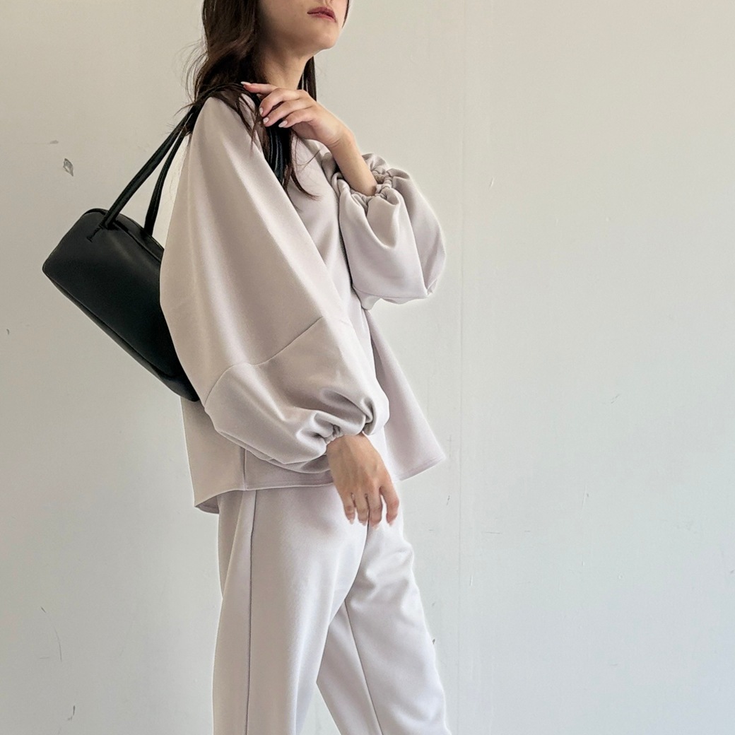 2重織ストレッチジャージ＿ボリューム袖プルオーバー【セットアップ対応】