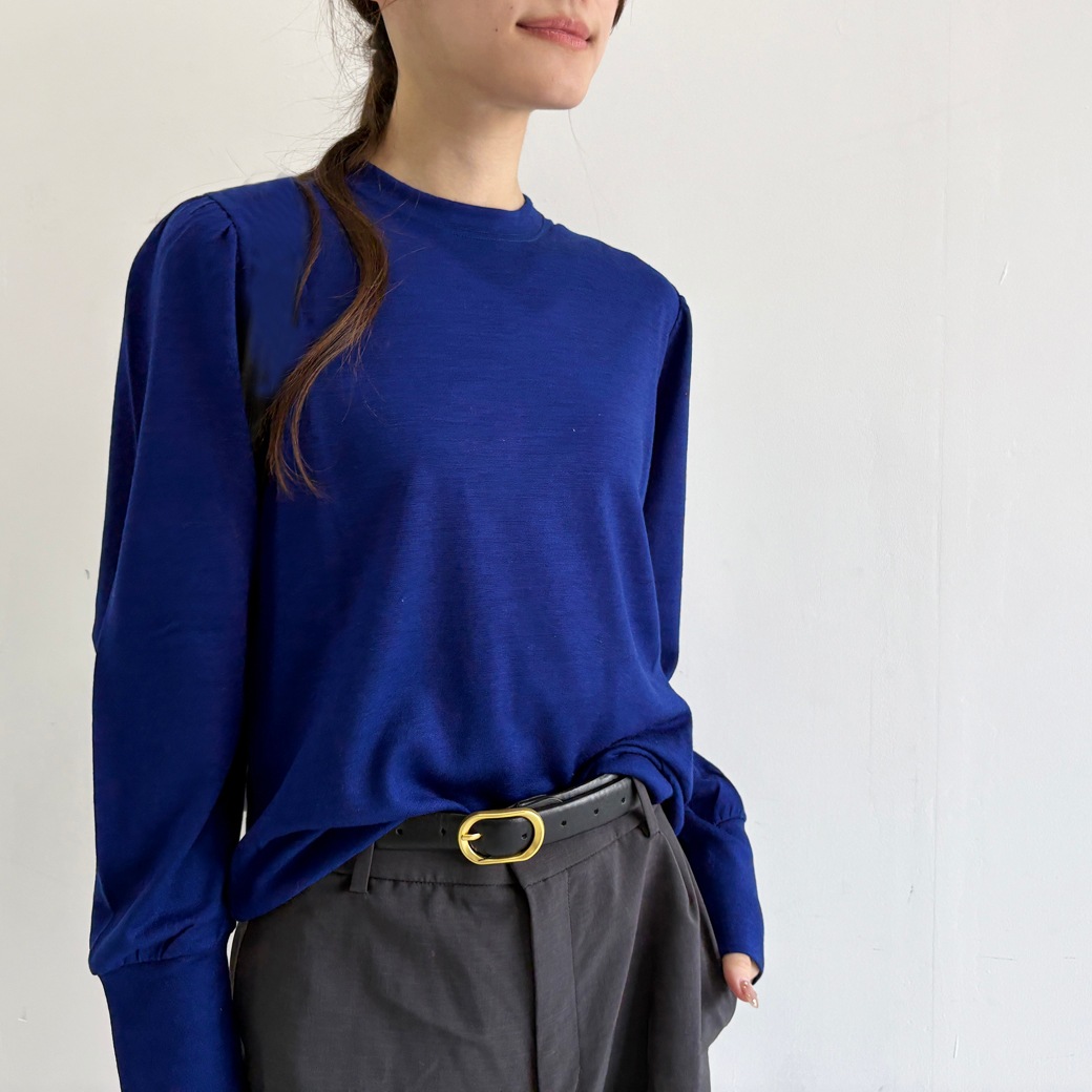 ウォッシャブルウール＿ギャザーショルダープルオーバー