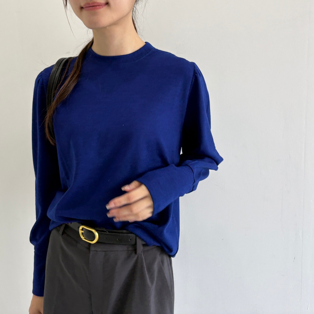 ウォッシャブルウール＿ギャザーショルダープルオーバー