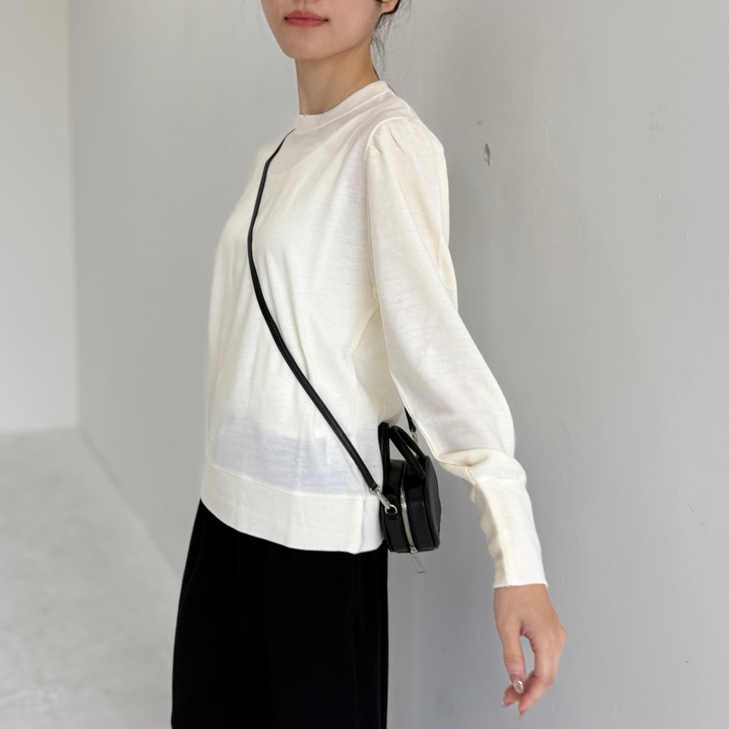 ウォッシャブルウール＿ギャザーショルダープルオーバー