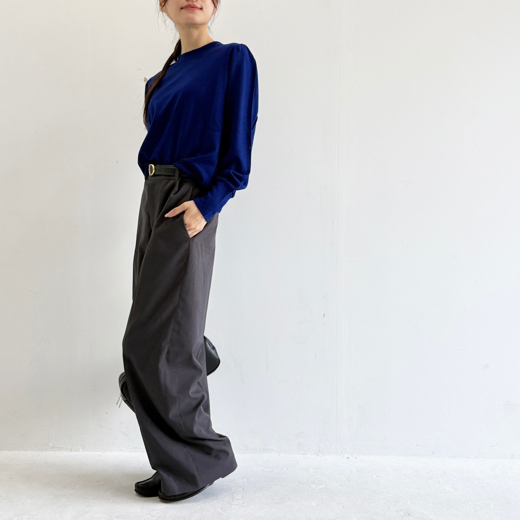 ウォッシャブルウール＿ギャザーショルダープルオーバー