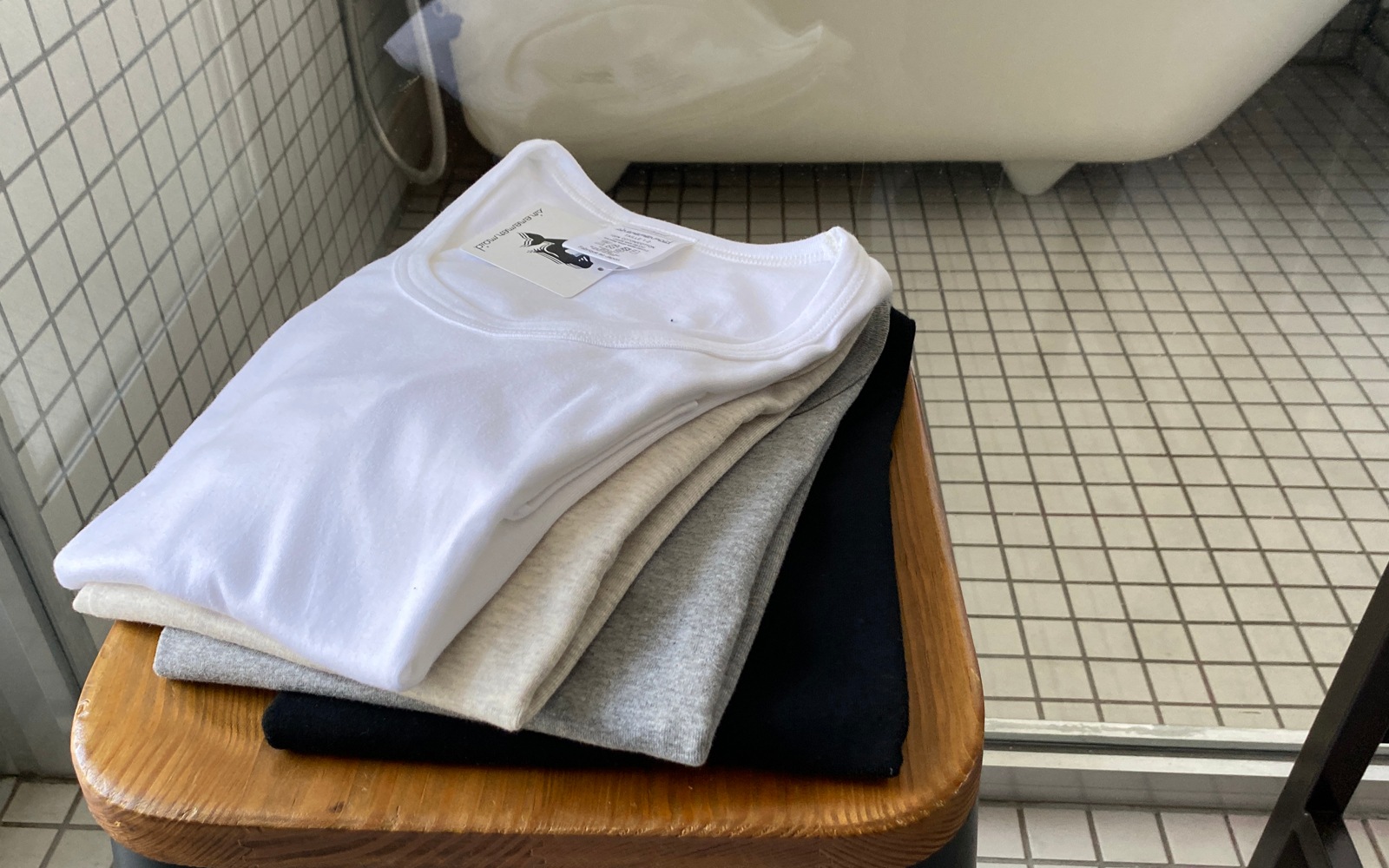 丸胴コットンフライス＿スクープネック7分袖