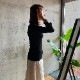 丸胴コットンフライス＿スクープネック7分袖