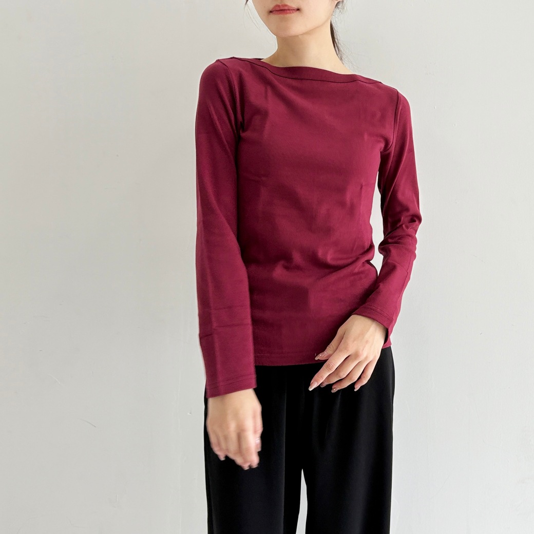 丸胴フライスボートネック長袖