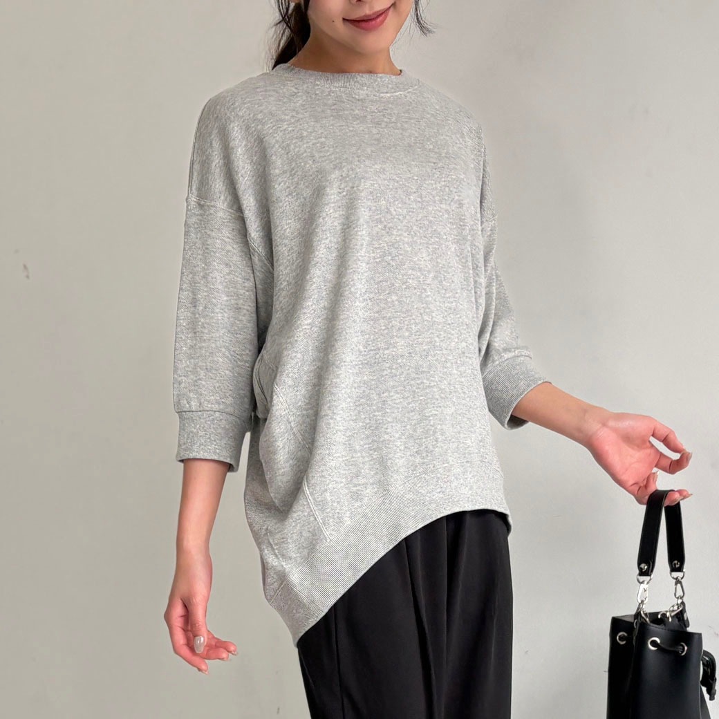 ガーゼフレンチテリービッグシルエット7分袖トレーナー