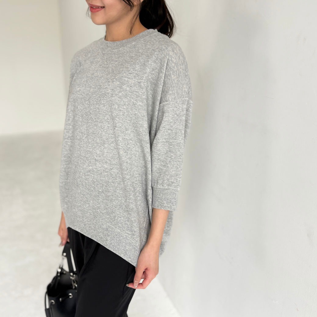 ガーゼフレンチテリービッグシルエット7分袖トレーナー