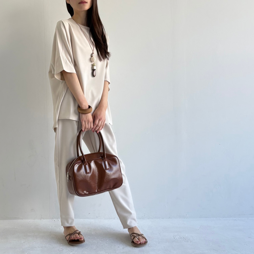 ダブルクロス＿ウエストゴムワンタックテイパードパンツ