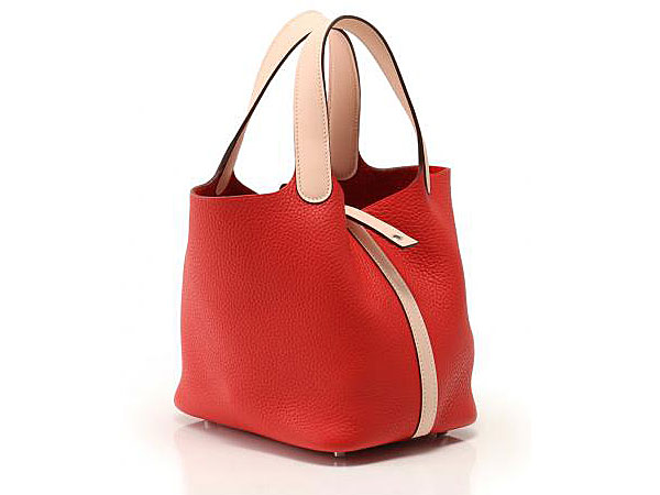 HERMES エルメス ピコタンロックタッチPM ハンドバッグ トリヨンクレマンス スイフト 赤 ベージュ　X刻印