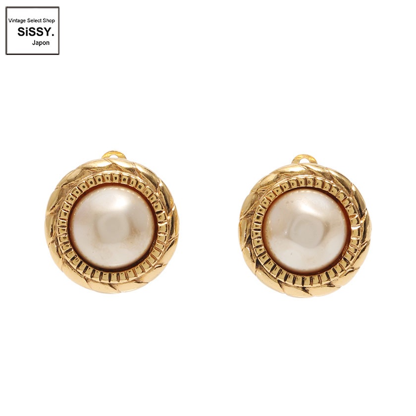 CHANEL シャネル フェイクパール ヴィンテージ イヤリング ゴールド