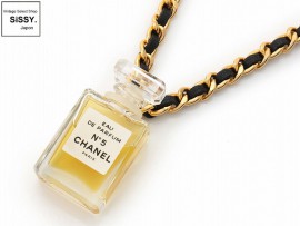 CHANEL シャネル チェーン ネックレス 香水ペンダント No5 ゴールド ブラック|アクセサリー