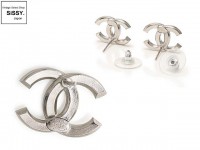 CHANEL シャネル ココマーク ピアス ラインストーン付 メタル シルバー 15P|アクセサリー