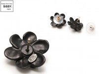 CHANEL シャネル カメリア ピアス ラインストーン付 黒 ゴールド 02A|アクセサリー