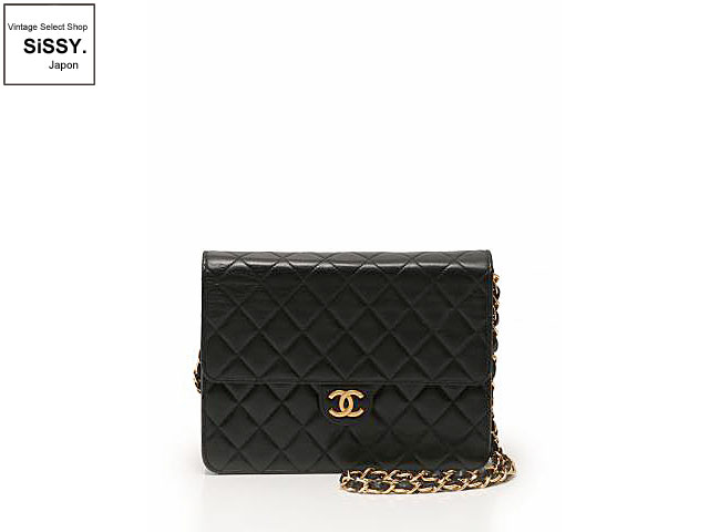 CHANEL シャネル マトラッセ チェーンショルダーバッグ ラムスキン 黒 ゴールド金具