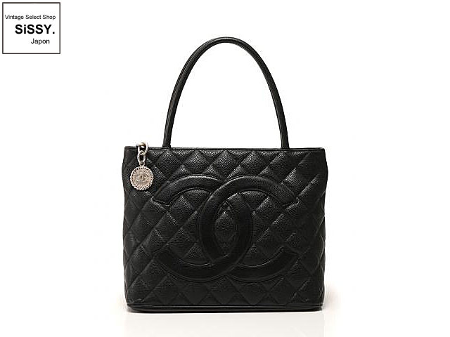 CHANEL シャネル 復刻トート トートバッグ キャビアスキン 黒 シルバー金具
