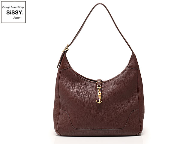 HERMES エルメス トリム31 ショルダーバッグ トゴ 赤茶 ゴールド金具 □Ａ刻印