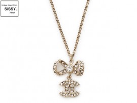 CHANEL シャネル ココマーク ラインストーン ネックレス メタル シャンパンゴールド B12P|アクセサリー