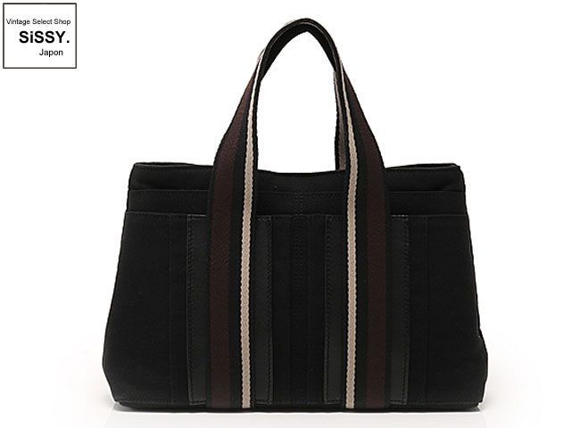 HERMES エルメス トロカホリゾンタルPM ハンドバッグ キャンバス レザー ブラック