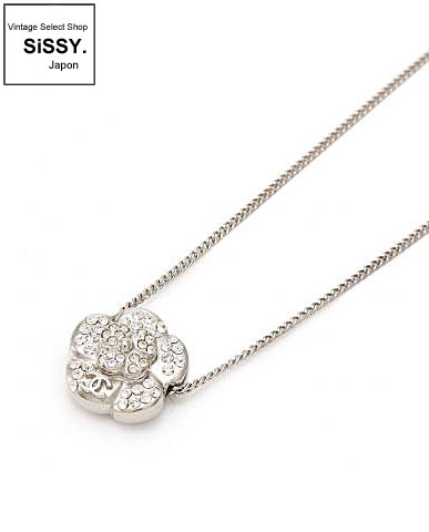CHANEL シャネル カメリア ネックレス メタル ラインストーン シルバー 10A
