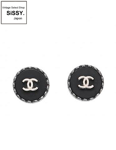 CHANEL シャネル ココマーク ヴィンテージ イヤリング メタル シルバー/ブラック 96A