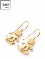 CHANEL シャネル ココマーク ラインストーン ピアス メタル ゴールド クリア 02A|アクセサリー