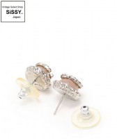 CHANEL シャネル ココマーク ラインストーン ピアス シルバー/ピンク 02C|アクセサリー