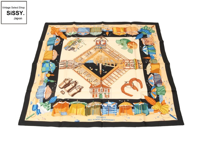 HERMES エルメス カレ90 「CHARMES DES PLAGES NORMANDES」 スカーフ シルク マルチカラー