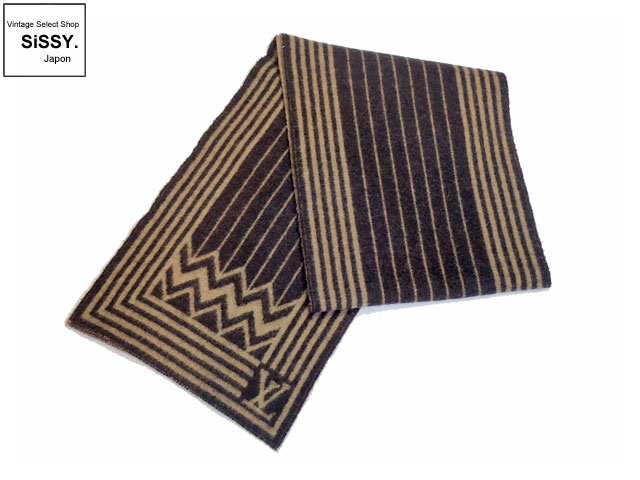 LOUIS VUITTON ルイ・ヴィトン ストライプマフラー ウール70％/カシミヤ30％ ブラウン