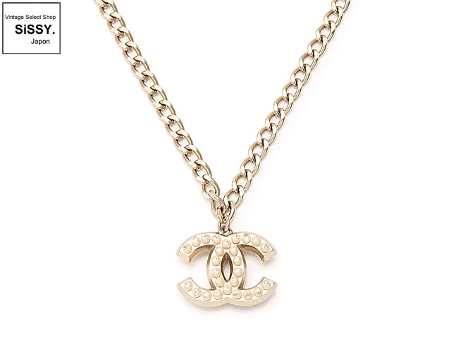 CHANEL シャネル ココマーク フェイクパール ネックレス シャンパンゴールド/ホワイト 04A