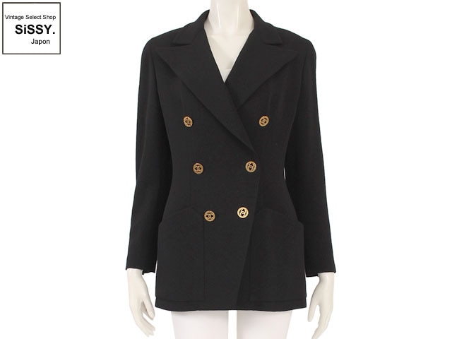CHANEL シャネル ジャケット ウール100% ブラック 93C 36 (S)