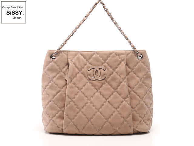 CHANEL スエード ショルダーバッグ ベージュ系 CHANEL スエード ショルダーバッグ ベージュ