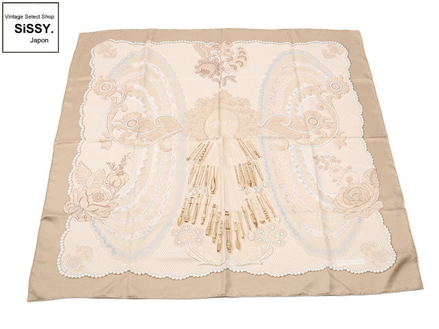 HERMES エルメス カレ90 「Doigts de Fee」 スカーフ シルク ベージュ系マルチカラー