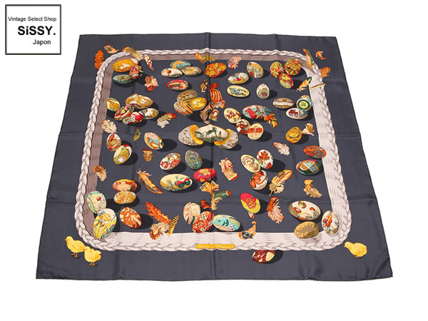 エルメス ■HERMES■ カレ90 スカーフ 「Couvee d’Hermes」 シルク ネイビー マルチカラー